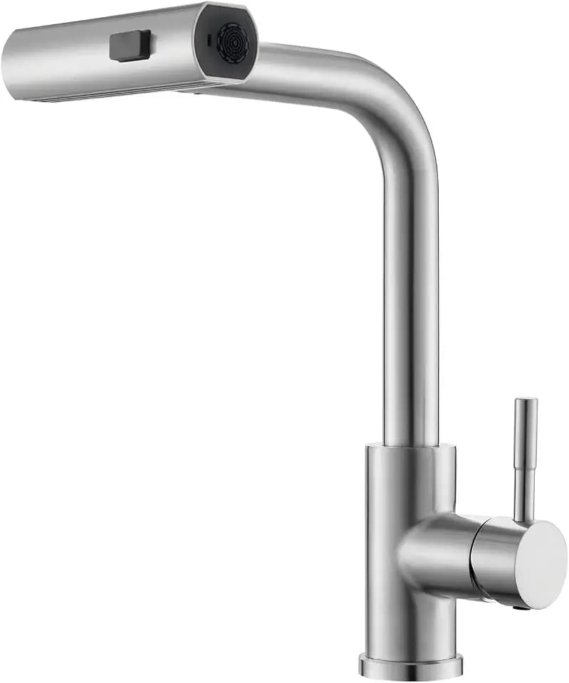 CENOSA Waterfall Kitchen Faucet with Pull Down Sprayer, Brushed Nickel