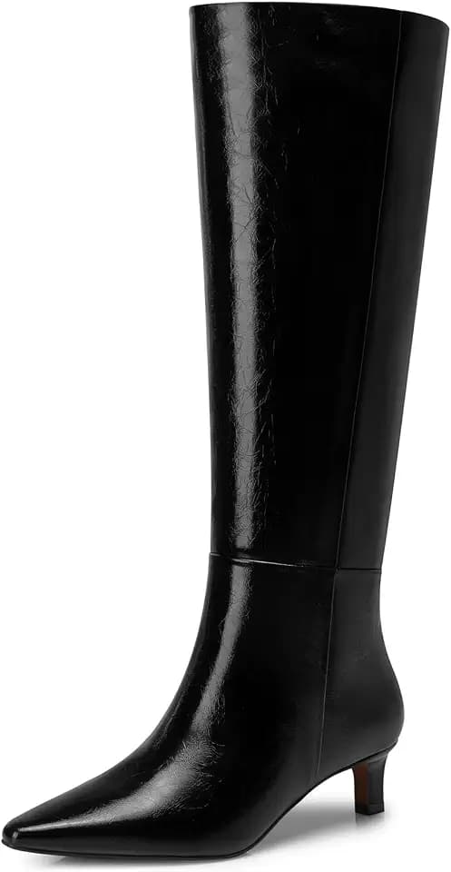 CELLENZ Women's Knee High Boots: Comfortable Kitten Heel Wide Calf Boots