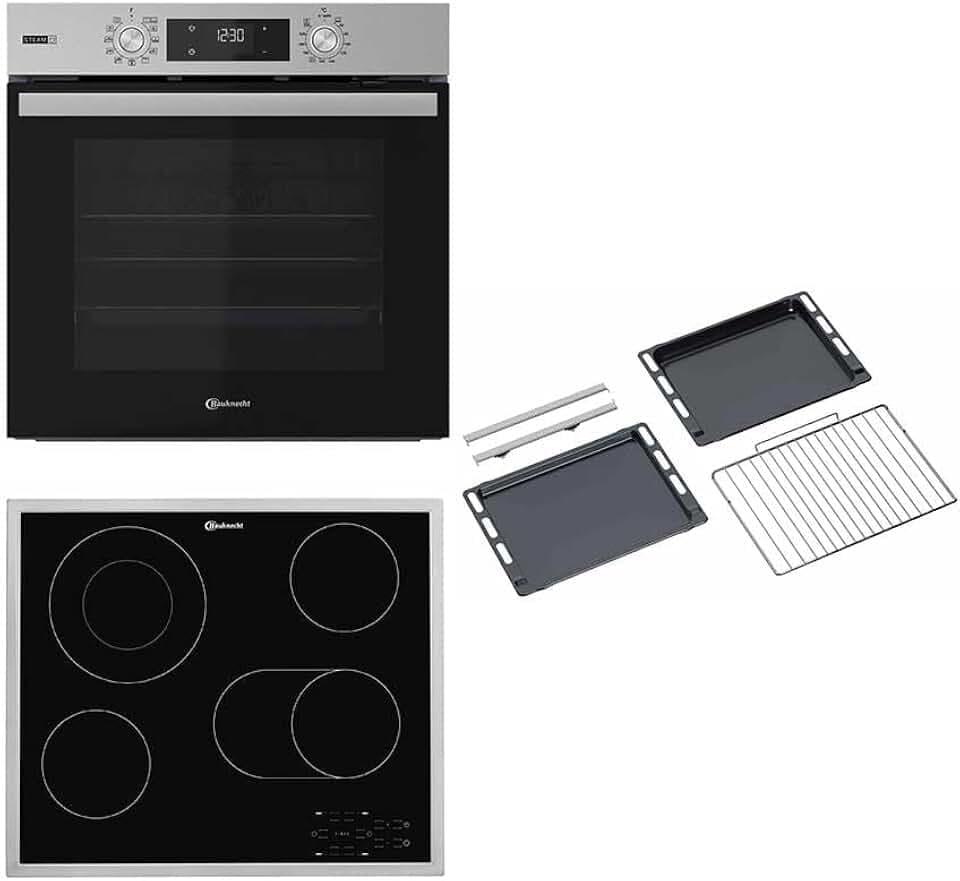Bauknecht BAKO 466 Steam RAD Einbau Backofen-Kochfeld Kombination/Heißluftbackofen mit 12 Funktionen/Gentle Steam/EEK A+/Glaskeramik-Kochfeld/60cm/Inox