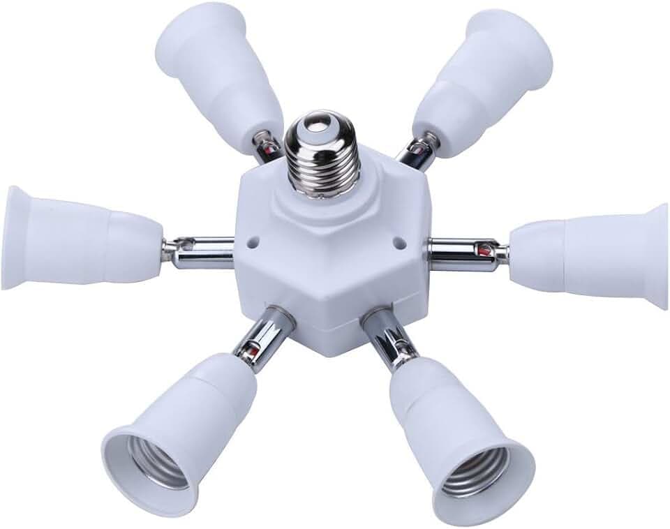 7-in-1-Lampenfassungs-Adapter-Splitter, E26, E27, Universal-Lampenhalter, um 360 Grad verstellbar, um 180 Grad biegbar