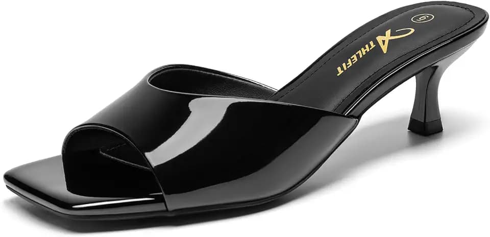 Athlefit Kitten Heels Women Square Toe Heeled Sandals Daliy Party Office
