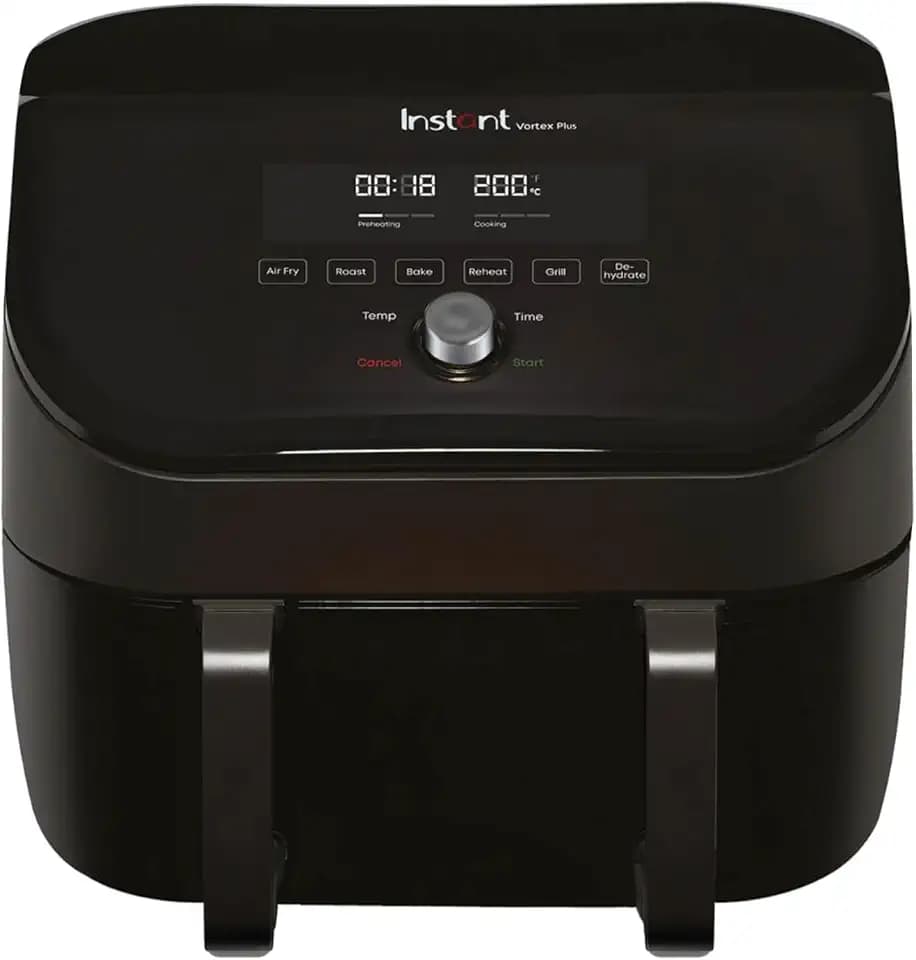 Instant Pot – Versazone Dual Black Heißluftfritteuse – Groß 8,5 l, Familiengröße – Einzelner Doppelkorb mit Trennwand – 8 in 1 – Dörren, Grillen, Backen, Braten, Aufwärmen, Antihaftbeschichtung