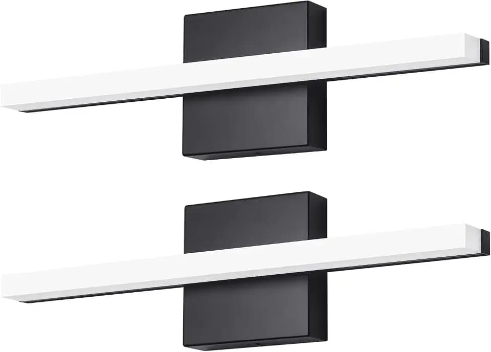 Modern LED Vanity Lights 16IN 9W (2 Pack) Daylight White Black Bathroom Light Fixtures Over Mirror Lighting for Vanity