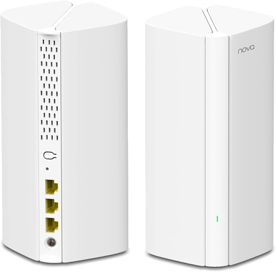 Tenda Nova MX12 Mesh WLAN System -AX3000 Wi-Fi 6 Dualband Mesh Set - empfohlen für Häuser mit 1-2 Schlafzimmer - 6xGigabit Port - Ersetzt Router und Repeater - APP Steuerung - WPA3-2er Pack