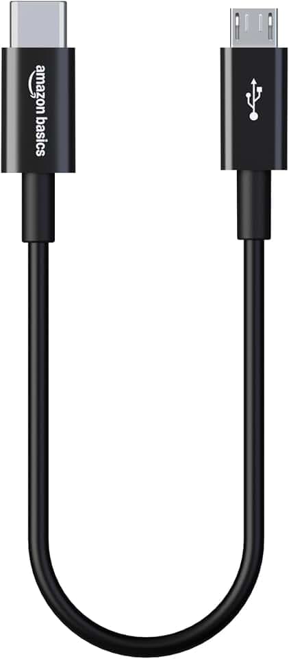 Amazon Basics USB-C-auf-Micro-B-2.0-Kabel (Quelle Zu Gerät), 1,8m, Schwarz,3A Laden, 480Mbps Daten, Für Controller, Kameras Und GPS