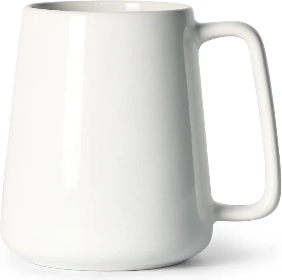 24 OZ Large Coffee Mug, Nice Ceramic Tea Cup with Big Handle for Dad Men Women, Unique Style For Any Kitchen, White