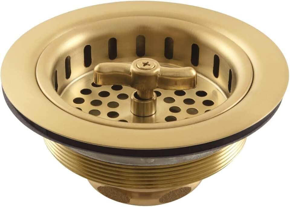 Kingston K212BB Spin andSeal Sink Basket Strainer, Brushed Brass