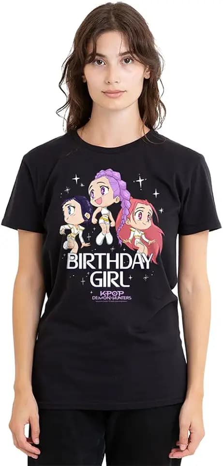 KPop Demon Hunters Damen Kpop Demon Hunters Huntrix Birthday Girl Group Ladies T Shirt, Black T-Shirt (1er Pack)