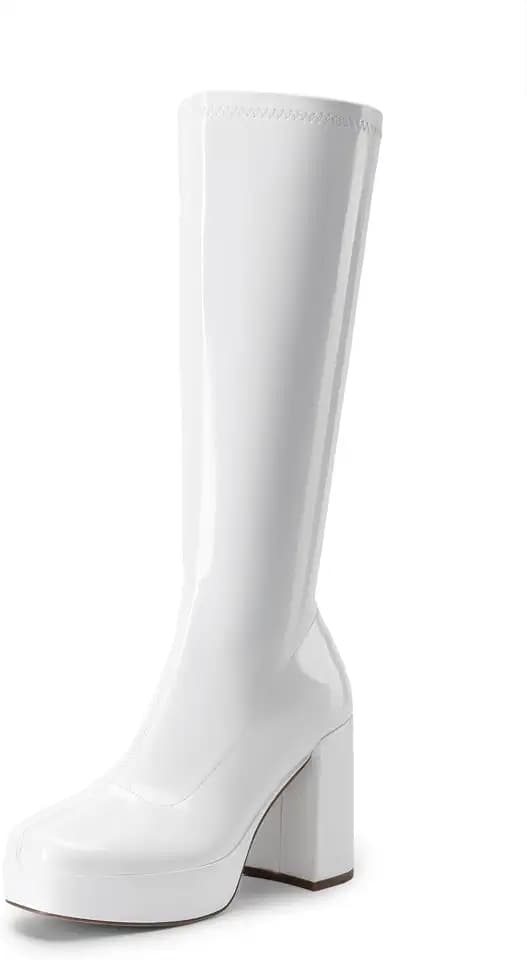 DREAM PAIRS Women's Gogo Knee High Chunky Heel Boots