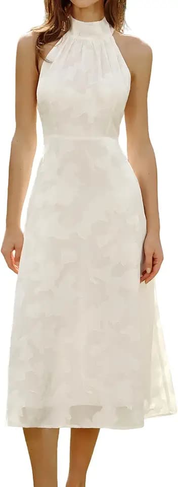 RIHOAS Women Semi Formal Dresses Halter Neck Sleeveless Elegant Midi Dress