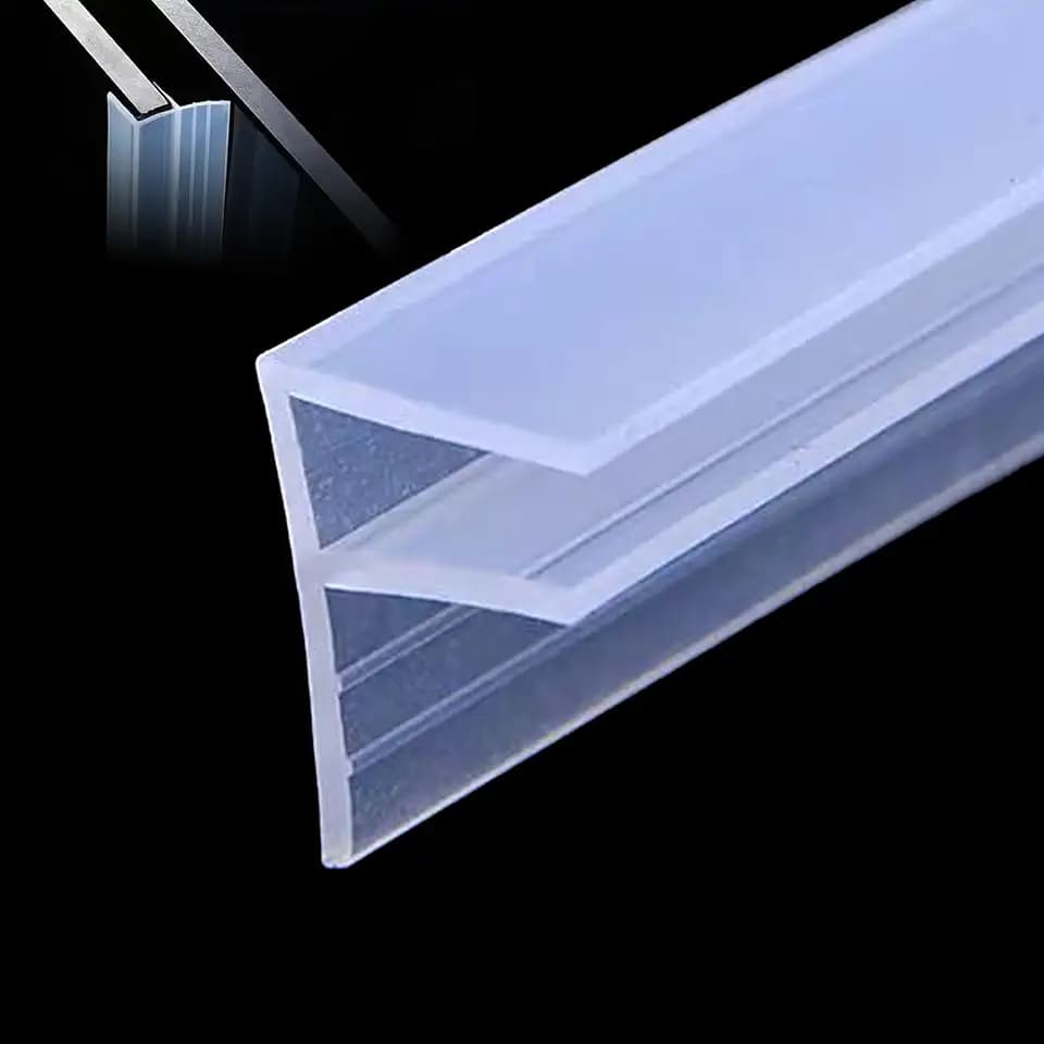 3meters (120") Glass Shower Door Seal Strip Frameless Shower Door Sealing Strips Silicone Rubber Window Seal to Stop Shower Leaks Flexible Weatherproof Seal for Bathroom (F-Type 6mm (1/4")