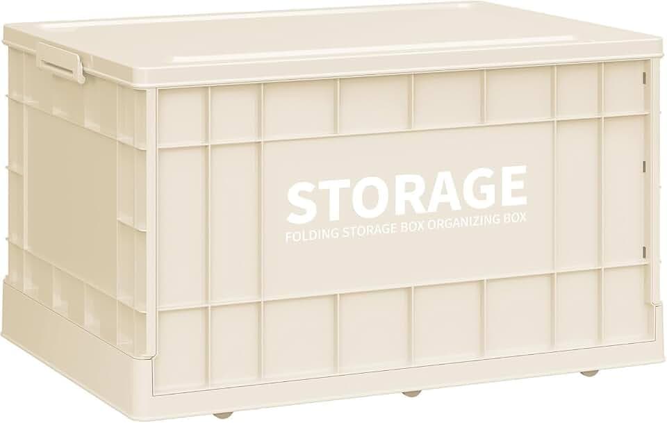Klappbox mit Deckel & Rollen, faltbare Camping Box, 58L