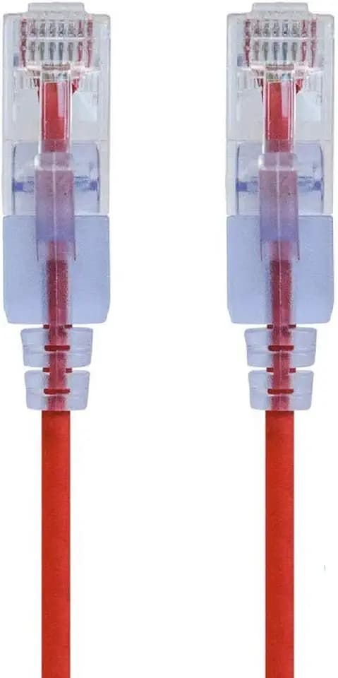 Monoprice - 116314 SlimRun Cat6A Ethernet Patch Cable - Snagless RJ45 UTP Pure Bare Copper Wire 10G 30AWG 1ft Red 10-Pack