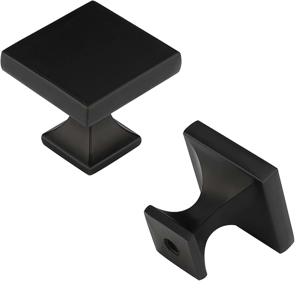 Peaha 30 Pack Black Cabinet Knobs, Square Zinc Alloy Drawer Knobs