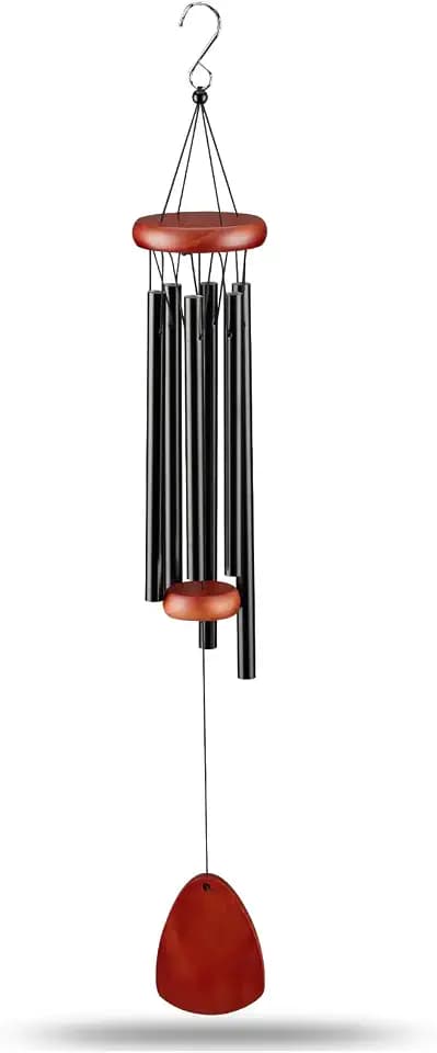 25IN Aluminium Wind Chimes, Create a Zen Vibe, Perfect for Outdoor, Garden & Patio Decor, Classic Black Design with Wind Catcher, Ideal Unisex Gift for Mom, Neighbors & Loved Ones