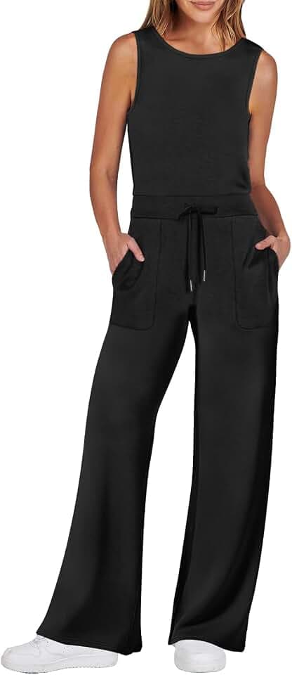 ANRABESS Womens Jumpsuits 2026 Spring Fall Thick Casual Romper Sleeveless Wide Leg Pants One Piece Outfits Vacation Clothes