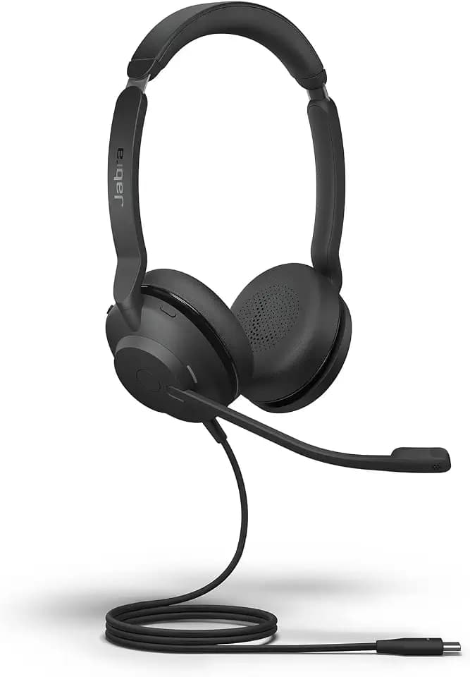 Jabra Evolve2 30 MS Wired Headset, USB-C, Stereo, Black – Lightweight, Portable Telephone Headset with 2 Built-in Microphones – Work Headset with Superior Audio and Reliable Comfort