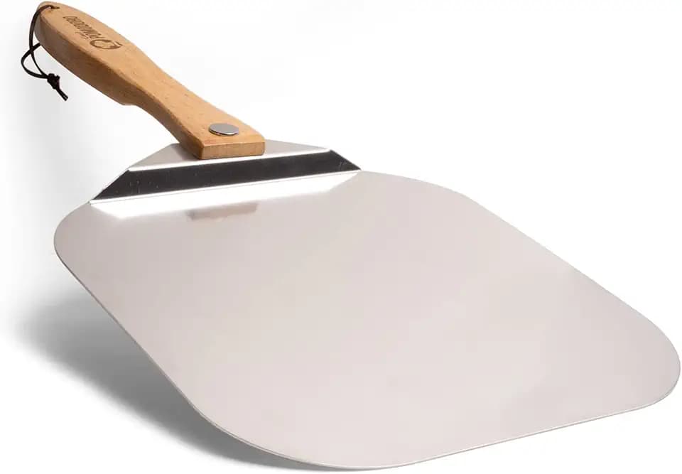 Chef Pomodoro Pizzaschieber mit einklappbarem Holzgriff, 30,5 x 35,6 cm - Hochwertige Pizzaschaufel aus Aluminium - Gourmet Pizzaheber für hausgemachte Pizzen, Backen, Brot - Pizza Zubehör