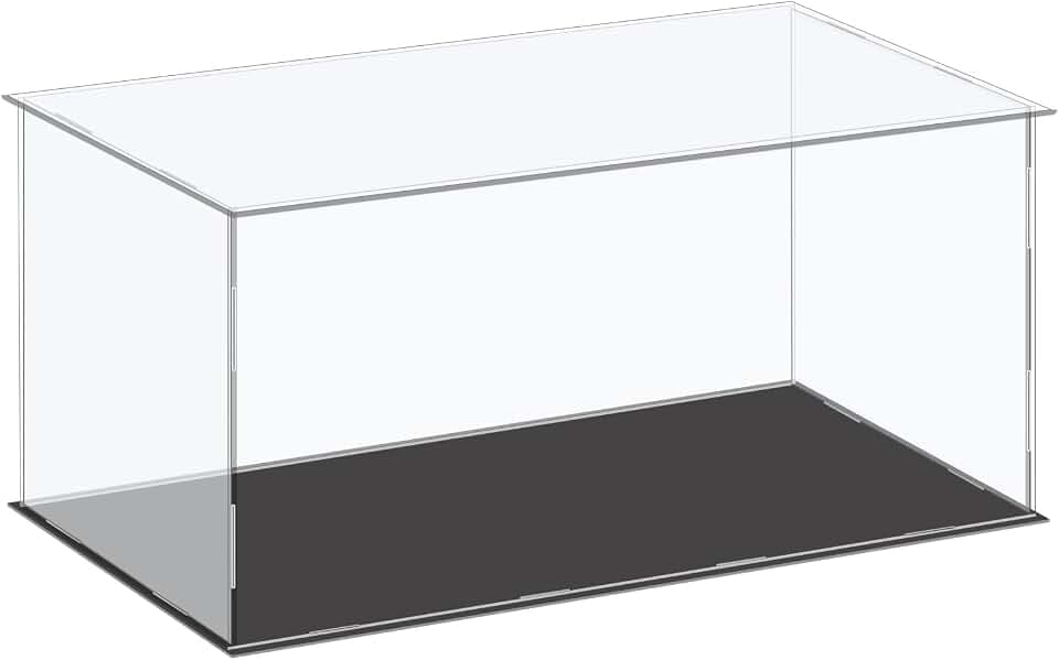 sourcing map Acryl-Vitrine Kunststoffbox Würfel-Aufbewahrungsbox transparent klein montierbar staubdicht Vitrine 41 x 21 x 20,5 cm für Sammlerstücke