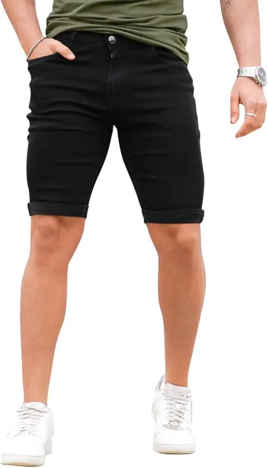 GINGTTO Mens Jean Shorts Skinny Stretch Denim