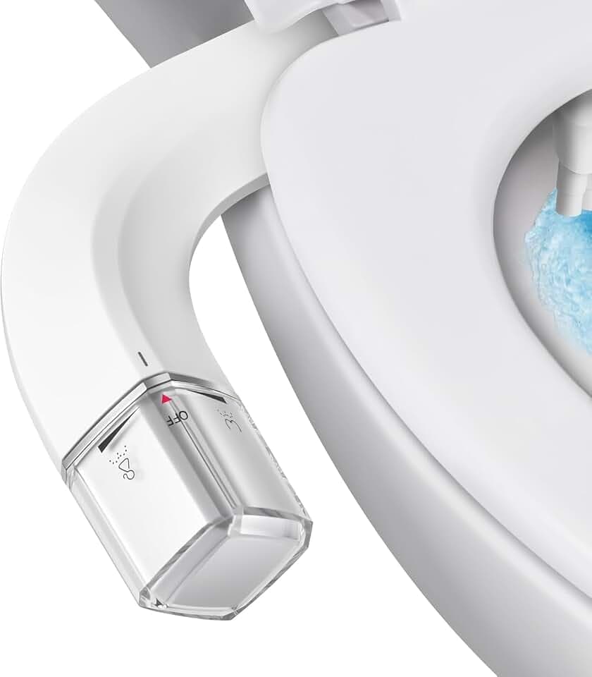 Ultraflacher Bidet-Aufsatz für Toiletten mit zwei Betriebsmodi, Bidet-Toilettenaufsatz mit Druckregler (für Damen/Hintern), einfach zu installieren, nicht elektrisch