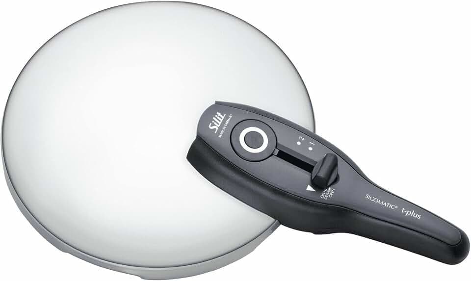 Silit Sicomatic t-plus Ersatzdeckel für Schnellkochtopf 3l, 4,5l, 6,5l 8,5l, Dampftopf 22 cm, Kunststoffgriff, 2 Kochstufen, Schwarz, 2121305002