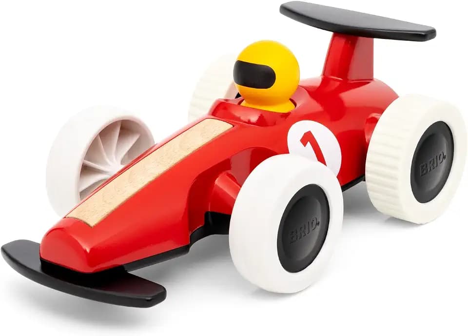 BRIO 30308 - Large Pull Back Race Car - Durable Wooden Toy Car | Enhances Motor Skills | Encourages Crawling and Walking | Eco-Friendly and FSC Certified Materials | Suitable for Kids 18+ Months