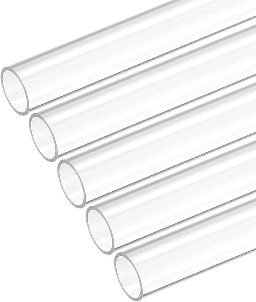 sourcing map 5 Stück Kunststoffrohr Starre Polycarbonat Rund Rohr Klar 0.47"(12mm) Innendurchm. 0.51"(13mm) Außendurchm. 9.6" (245mm) Hohe Wirkung für Beleuchtung Modelle Wasserleitungen