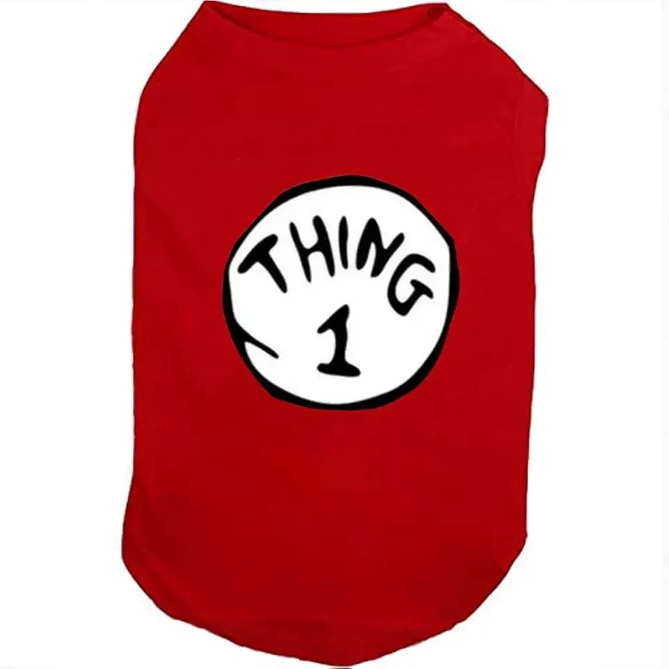 Dog Shirts for Pet Clothes Soft Breathable Puppy Shirts Pop Culture Thing 1 to Thing 9 Printed Pet T-Shirt (RED-1, Small)