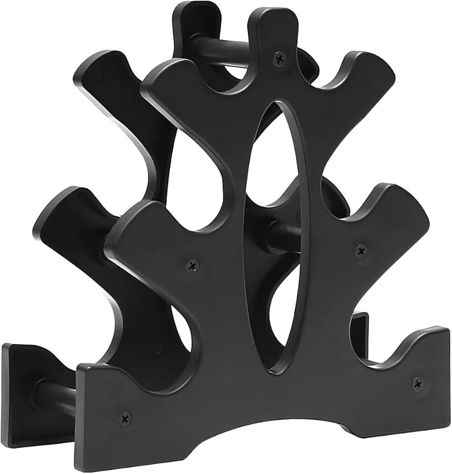 3 Etagen Kurzhantelablage Klein Hantelbaum, Schwarz Stabiler Hantelständer Hantelhalterung, Hantelscheibenständer für Gymnastikhanteln Krafttraining Home Gym Fitnessstudio