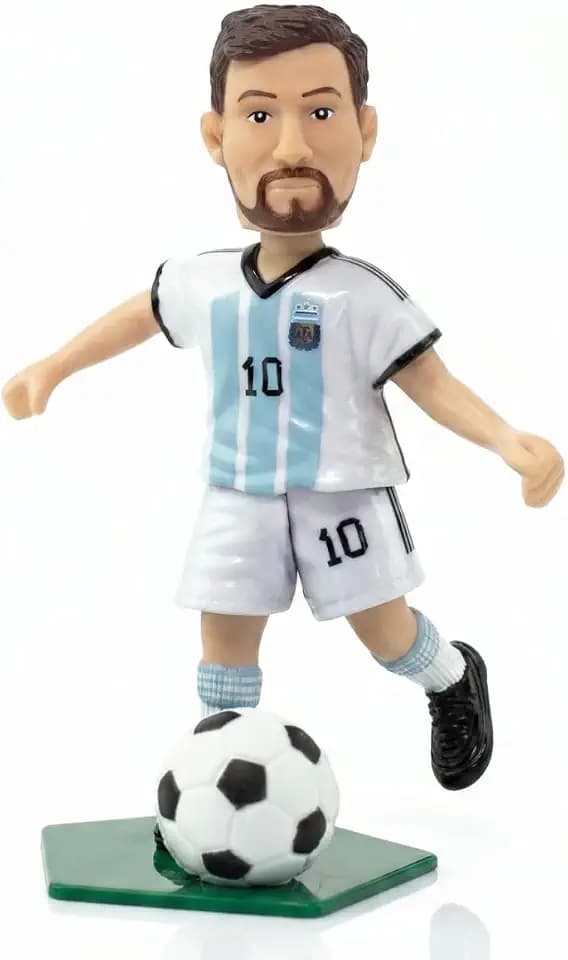 Maccabi Art Official Lionel Messi Argentina Soccer Action Figure, 4.5" Collectible with Movable Arms & Head, Display Stand