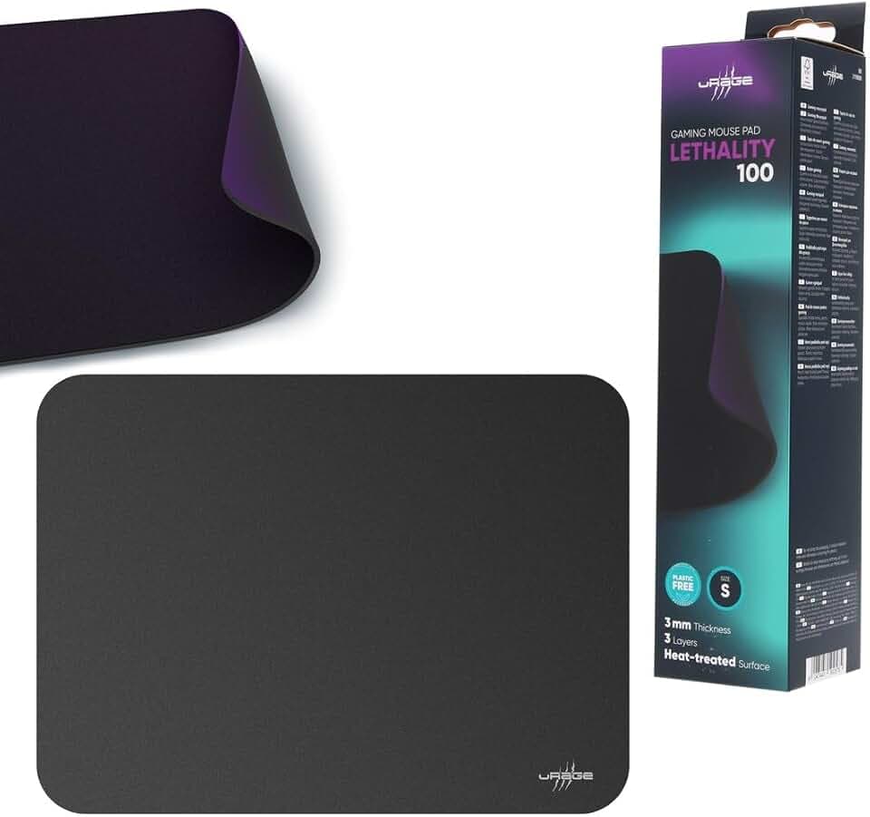 uRage Gaming-Mauspad Lethality 100, 27 x 21,5 cm, Mousepad für alle Zwecke, in Schwarz