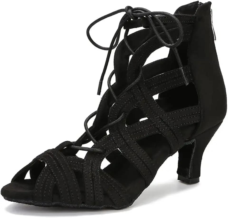 Womens Ballroom Dance Boots Salsa Latin Social Beginner Practice Dancing Shoes 2 1/2 inches Heels S22