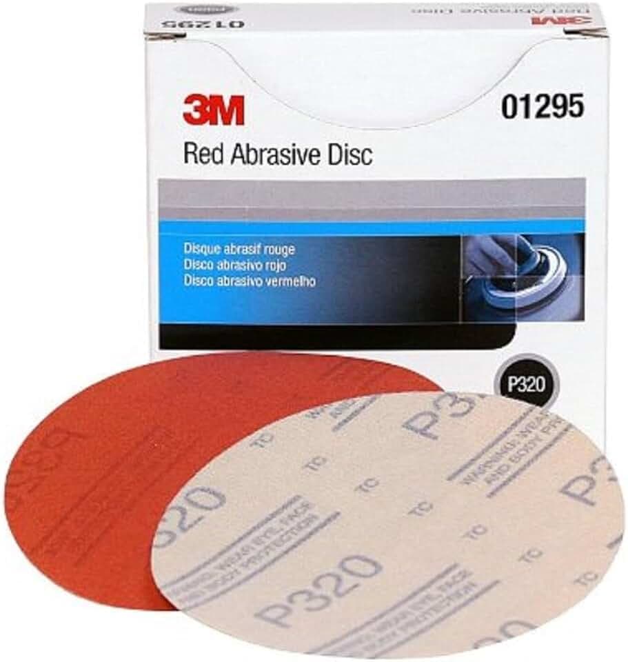 3M Hookit Red Abrasive Disc, 01295, P320, 5 in