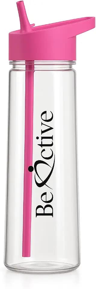 Be-Active Motivierende 900 ml Wasserflasche | mit Zeit zum Trinken | Strohhalm | hydratisiert | BPA-frei | Tracker (Pink)
