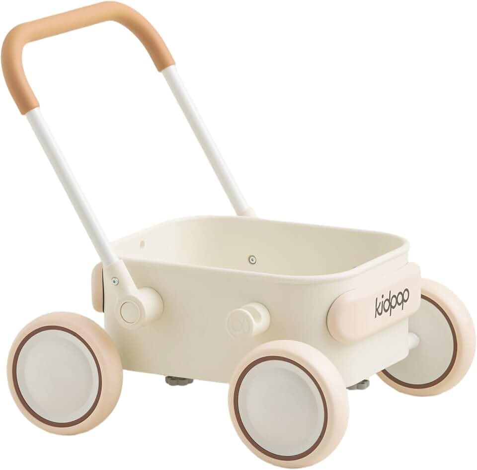 Kidpop PULA Lauflern‑ und Ziehwagen mit Rädern für Kleinkinder, Weiß
