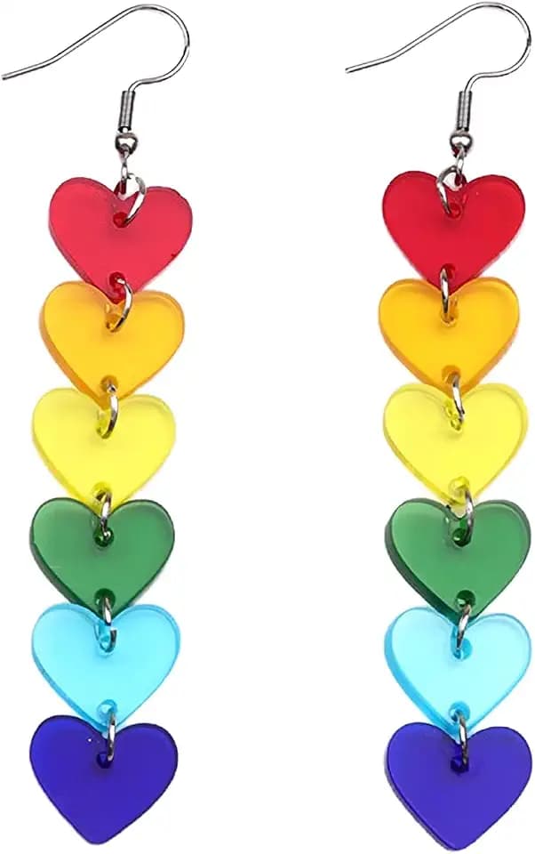 2026 Pride Month Rainbow LGBT Pride Earrings for Gay Lesbian Bisexual Lightweight Acrylic Heart Love LGBTQ Dangle Earrings Jewelry Accessories