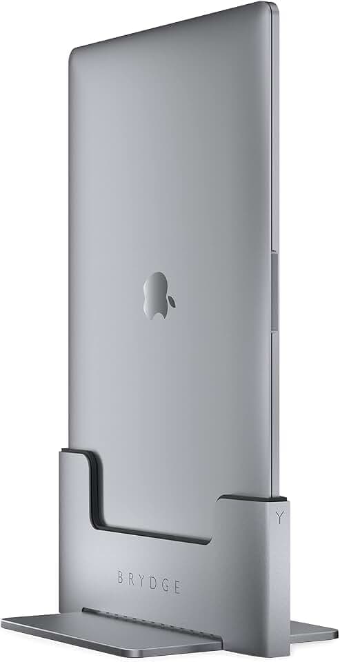 BRYDGE Vertical Docking Station, vertikaler Laptop Ständer fürs MacBook Pro 15" (2019, 2018, 2017 & 2016) mit 2X Thunderbolt 3 mit 40 Gb/s, Space grau, MacBook Vertical Dock