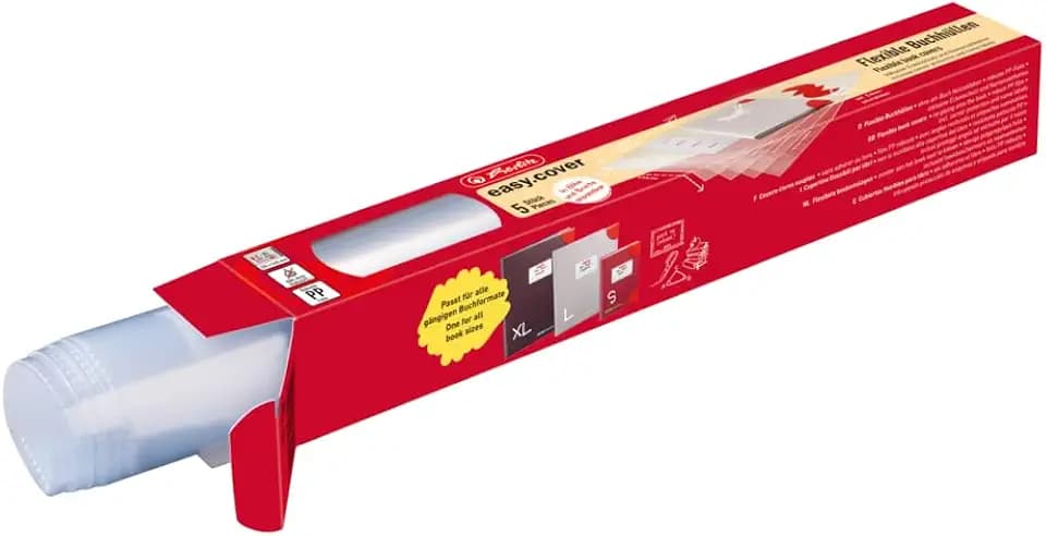 Herlitz Easy Cover Buchumschlag, anpassbar, mit Namensetikett, 5 Stück