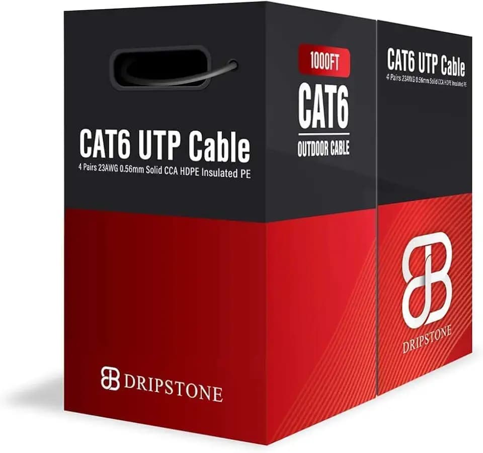 CAT6 Direct Burial Bulk Ethernet Cable 1000ft 23AWG Solid CCA Waterproof