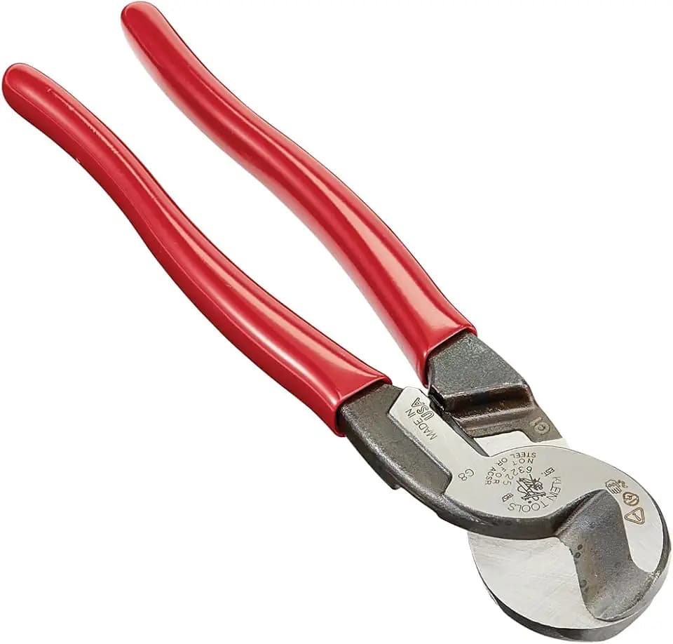 Klein Tools 63225 Cable Cutter, Made in USA, 9-Inch High Leverage Cutter for Aluminum, Copper and Communication Cable