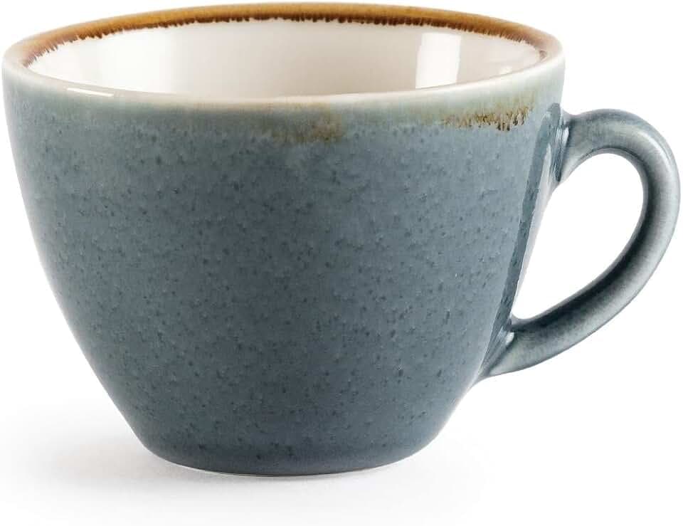 Olympia Kiln Cappuccino-Kaffeetassen 230 ml/8 oz (6er-Pack), Ozeanfarben-Stil, Steinzeug-Geschirrtassen – für Untertassen: GP331, GP347, GP363, GP479 – mikrowellen- und spülmaschinenfest, GP346