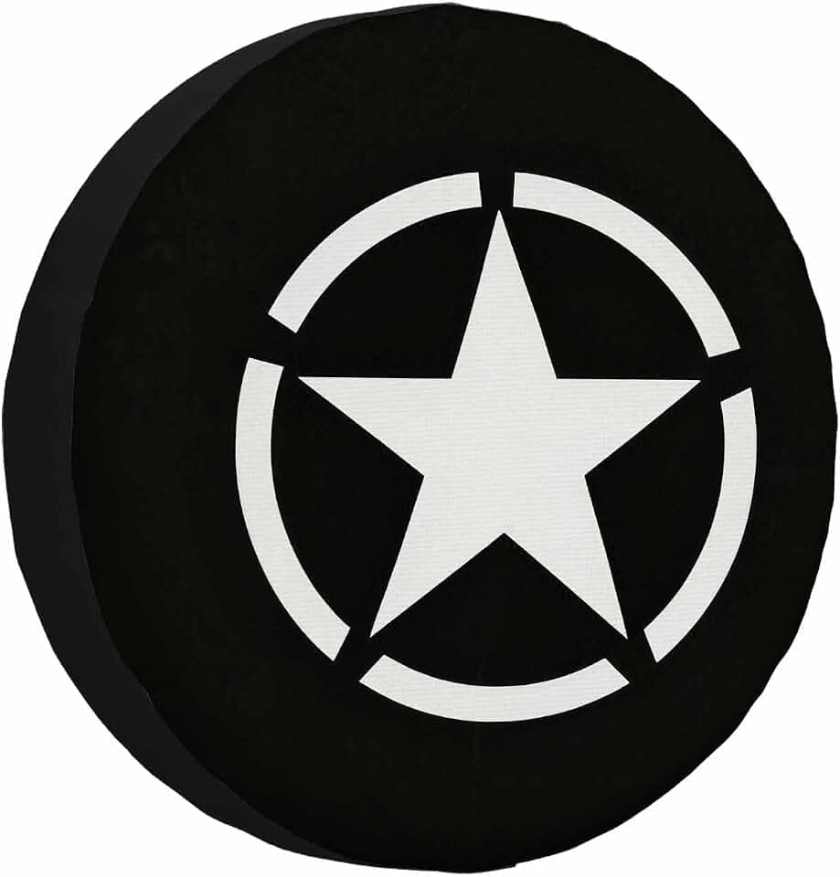 Army Star Spare Tire Cover USA War Star Soldier Vintage Classic Style Weatherproof Universal Wheel Protectors Camper Tire Covers for Trailer Rv Travel(17 inch)