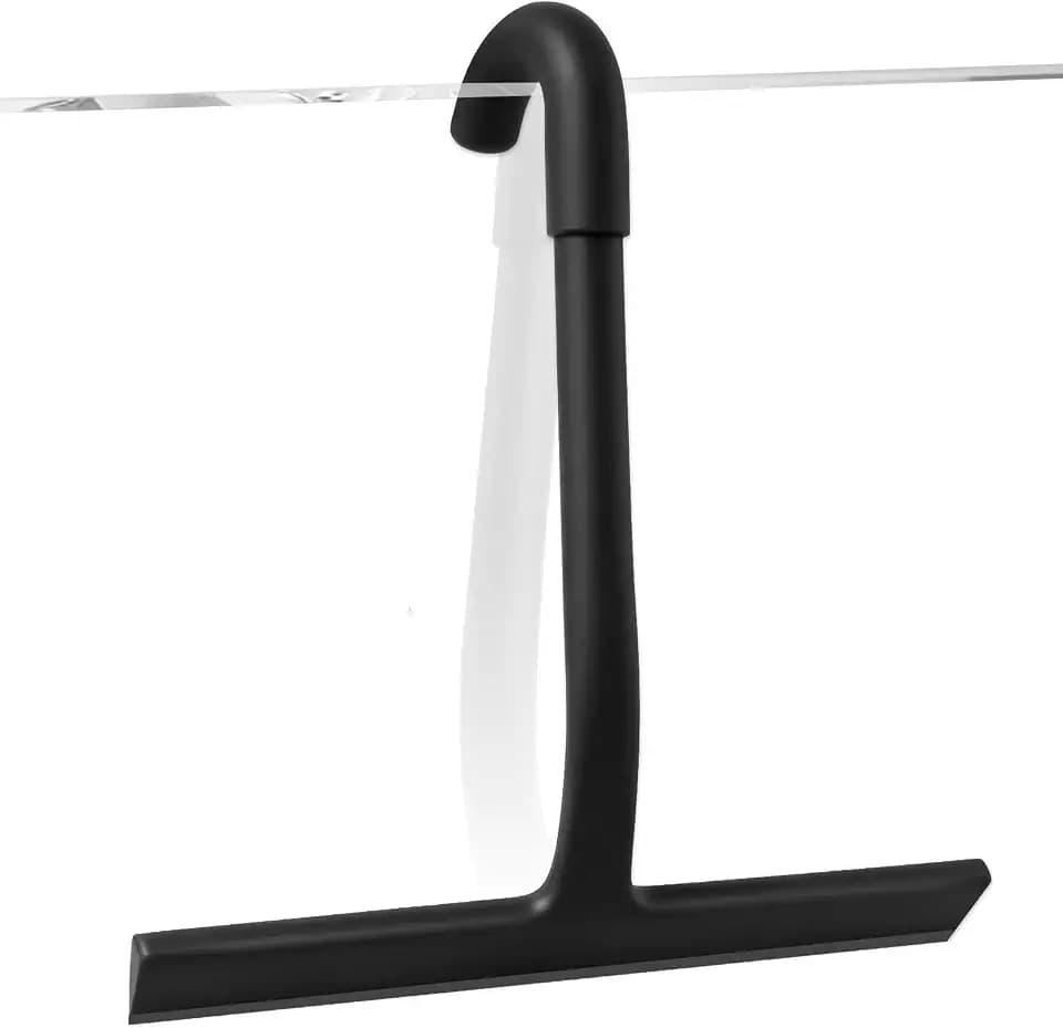 Duschabzieher Schwarz mit integriertem Haken, Silikon-Duschabzieher silikon