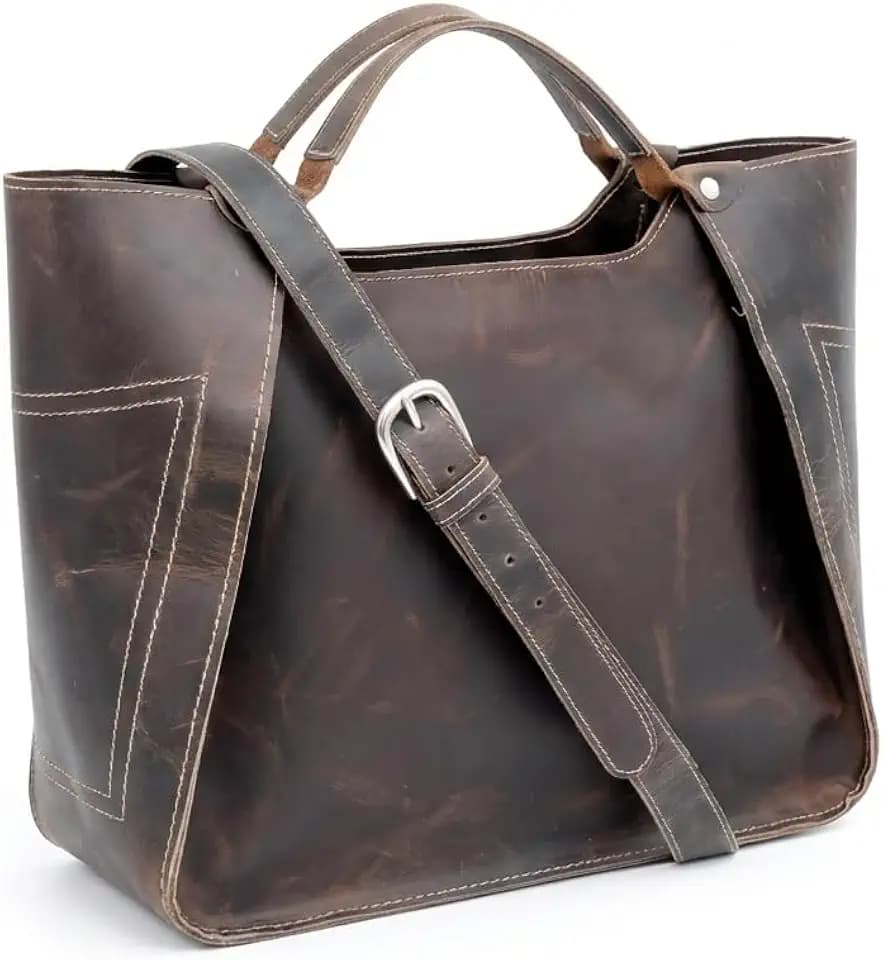 Luxury Designer Leather Tote Bag for Women, Structured Work Travel Handbag