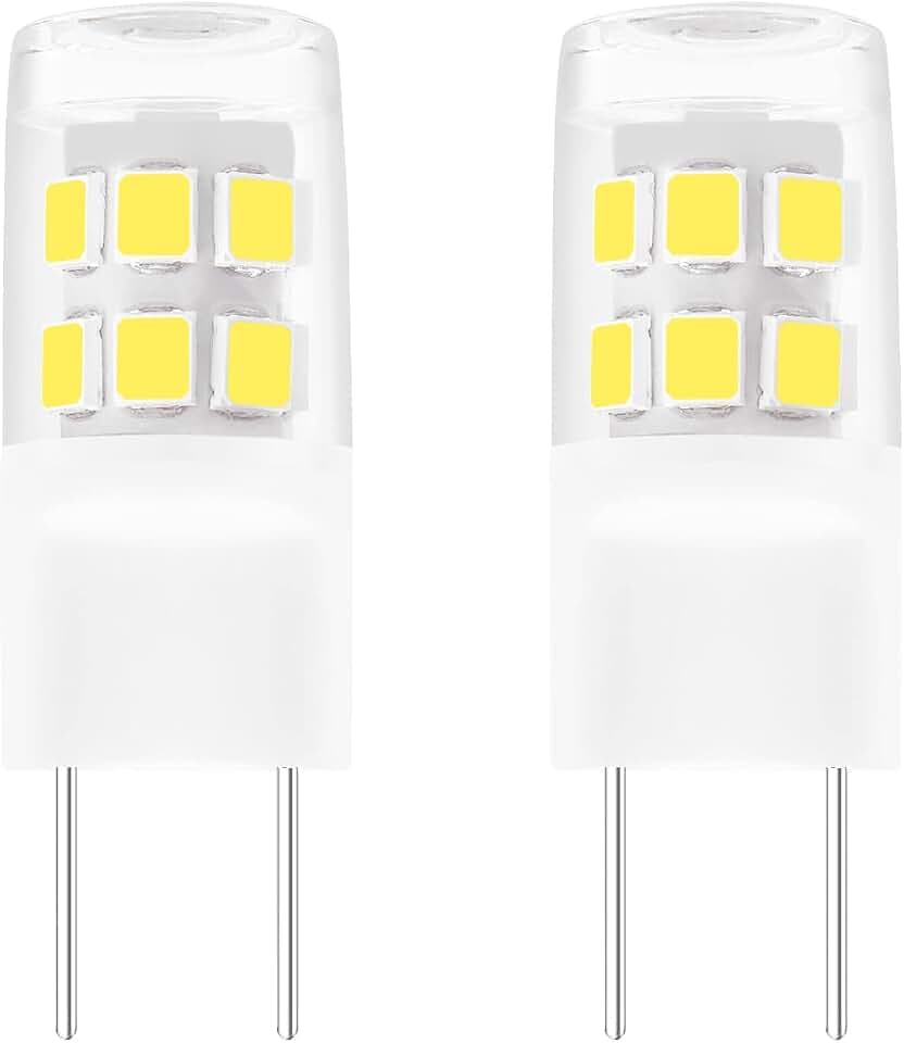 LED Bulb G8 T4 Bi-Pin Base 120V 2W 20W Equivalent, Microwave Halogen Lamp WB25X10019 WB08X10057 WB25X10026 for Samsung Microwave Parts (2 Packs, White)
