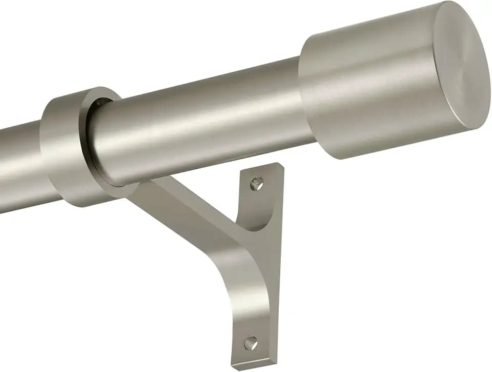 12-20" Short Curtain Rods, Adjustable 1-Inch Side Curtain Rods for Window, Brushed Nickel Curtain Rods with Cap Finials, Telescoping Drapery Rods