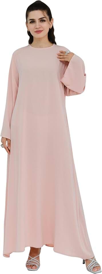 khalat Abaya-Kleid für muslimische Frauen Leichtes, glattes Gebetskleid mit Reißverschluss am Rücken Fließendes Maxi-Abaya-Kleid mit Gürtel