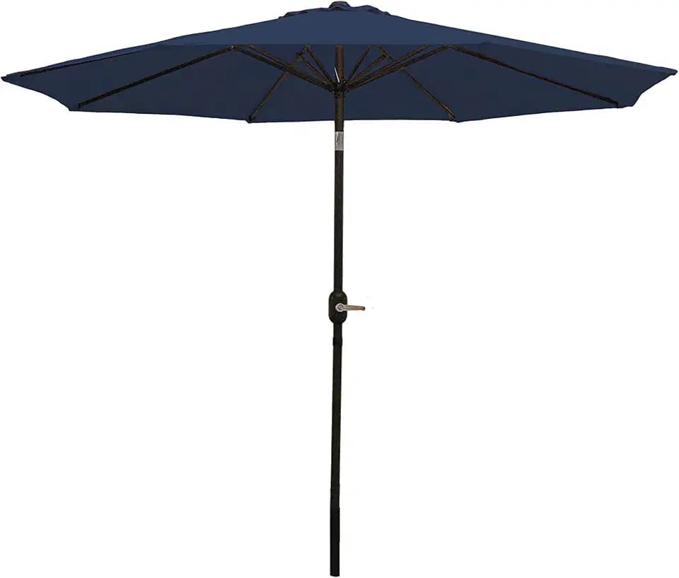 Sunnydaze Outdoor Patio Umbrella with Tilt & Crank, Navy Blue, 9ft