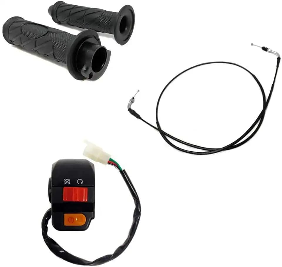 MMG Throttle Combo, Grips+Cable+RH Switch, GY6 50cc, Black